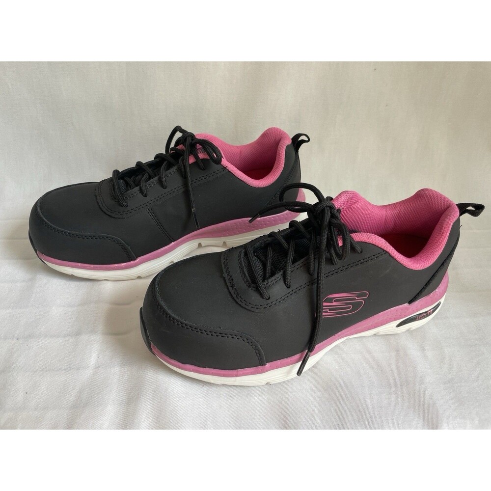 Skechers Shoes Women's Size 6 Alloy Toe Arch Fit Reagan Work Black Pink
